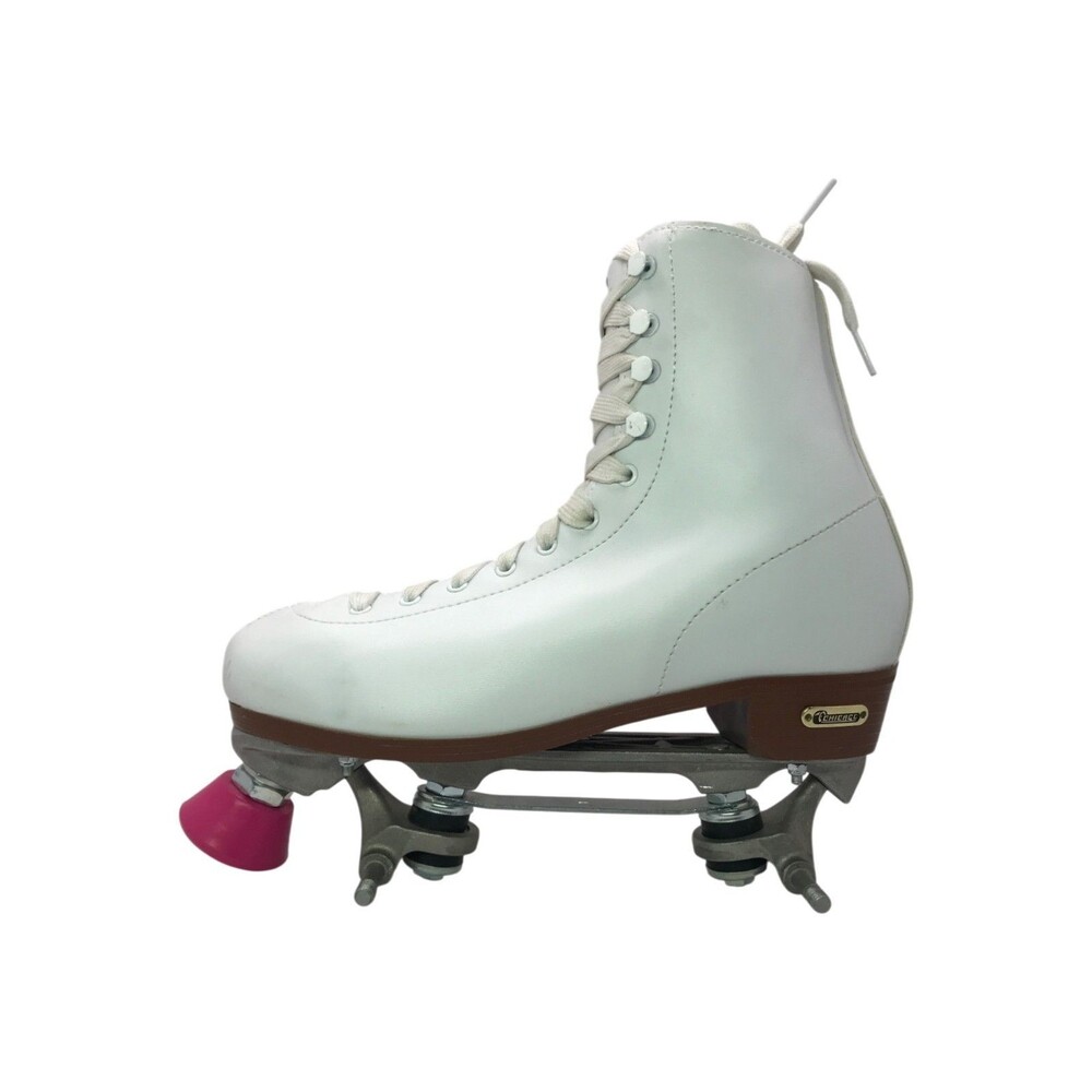 Chicago 8601K Women's Quad Roller Skates Size 10 White Pink Toe Stops No Wheels